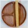Image 2 : Vintage Dansk Teak Divided Serving Tray 12" Round Mid Century Modern Denmark Green Stamp