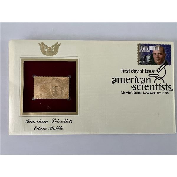 American Scientists Edwin Hubble 22kt gold stamped FDC