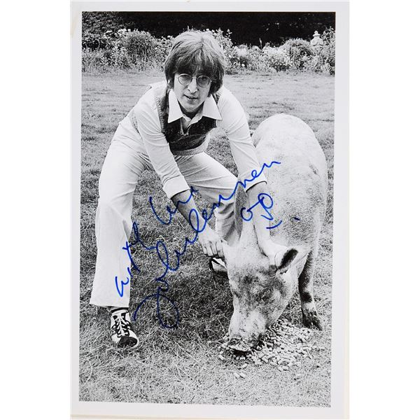 John Lennon signed insert photo