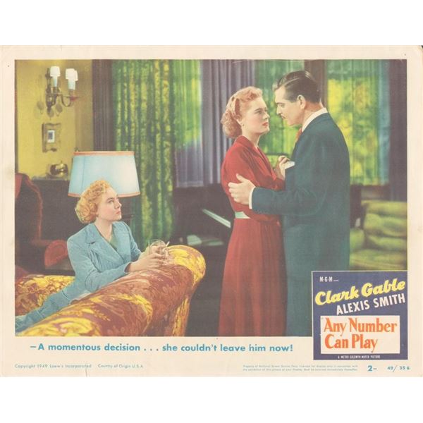 Any Number Can Play 1949 original vintage lobby card