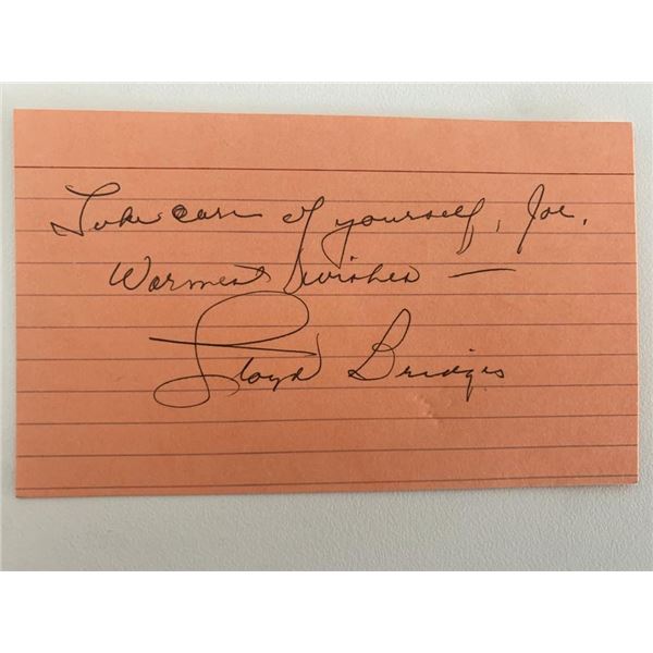 Lloyd Bridges signed note