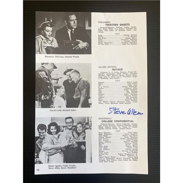 Steve Allen Signed Cast List