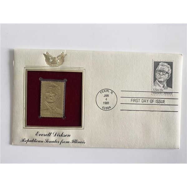 Everett Dirksen Illinois Republican Senator Gold Stamp Replica First Day Cover