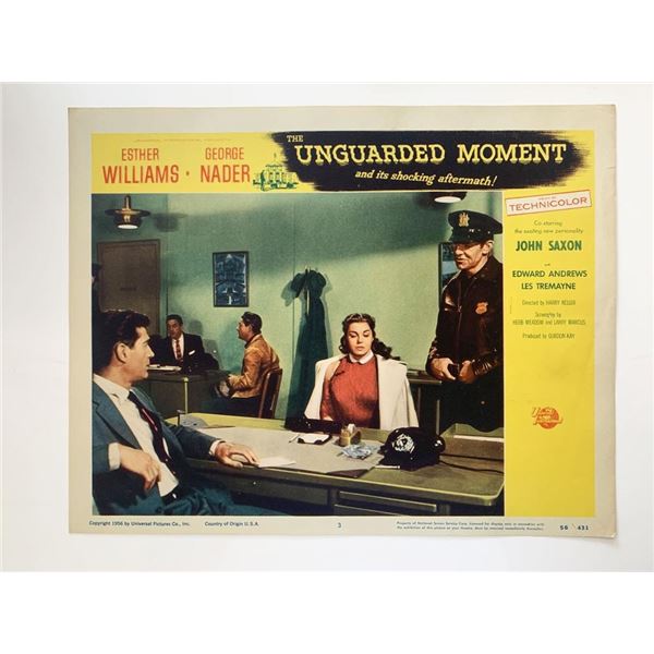 The Unguarded Moment original 1956 vintage lobby card