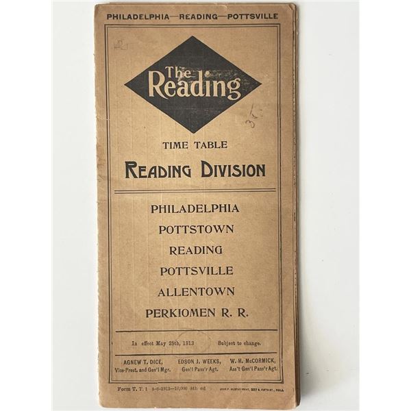 The Reading train schedule 1912