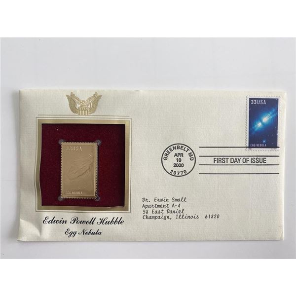 Edwin Powell Hubble Egg Nebula Gold Stamp Replica First Day Cover
