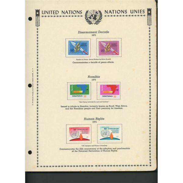 United Nations New York Stamps 1973