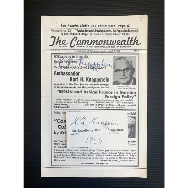 Ambassador Karl H. Knappstein Signed The Commonwealth Journal