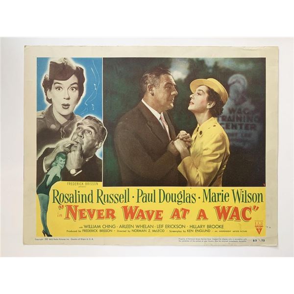 Never Wave at a Wac original 1953 vintage lobby card