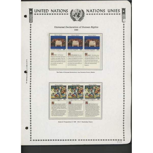 United Nations New York Stamps 1989