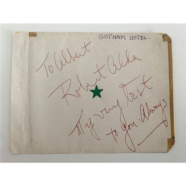 Actor Robert Alda signed note