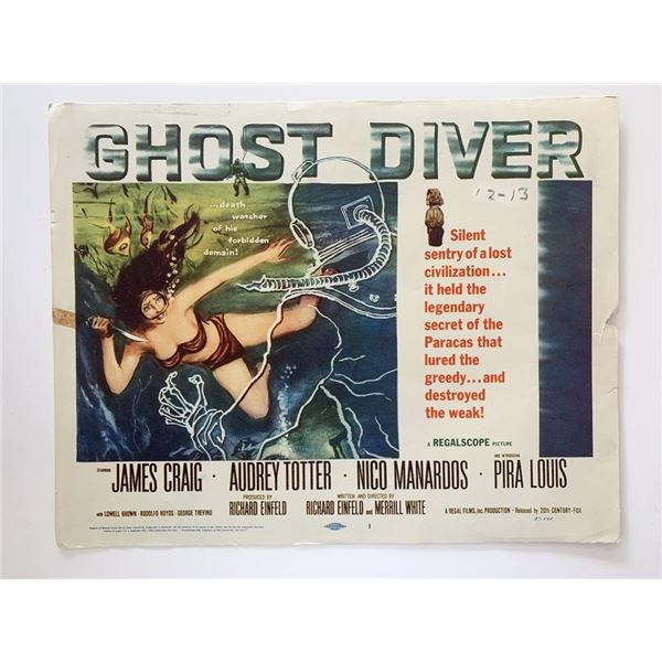 Ghost Diver original 1957 vintage lobby card