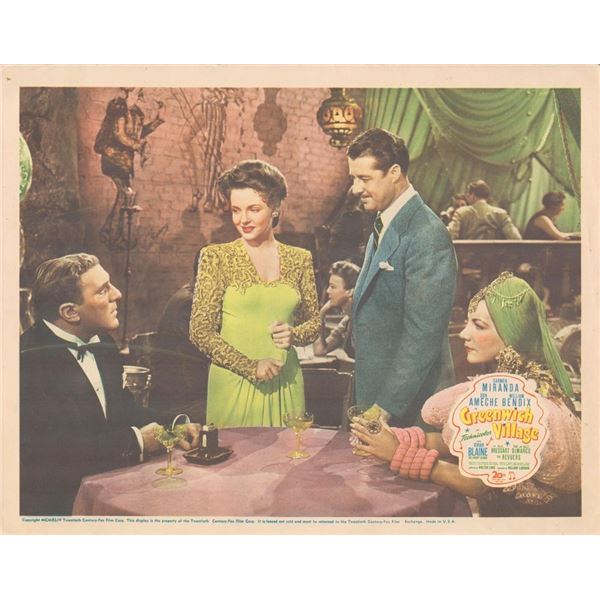 Greenwich Village 1944 original vintage lobby card