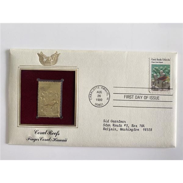 Coral Reefs Finger Coral: Hawaii Gold Stamp Replica First Day Cover