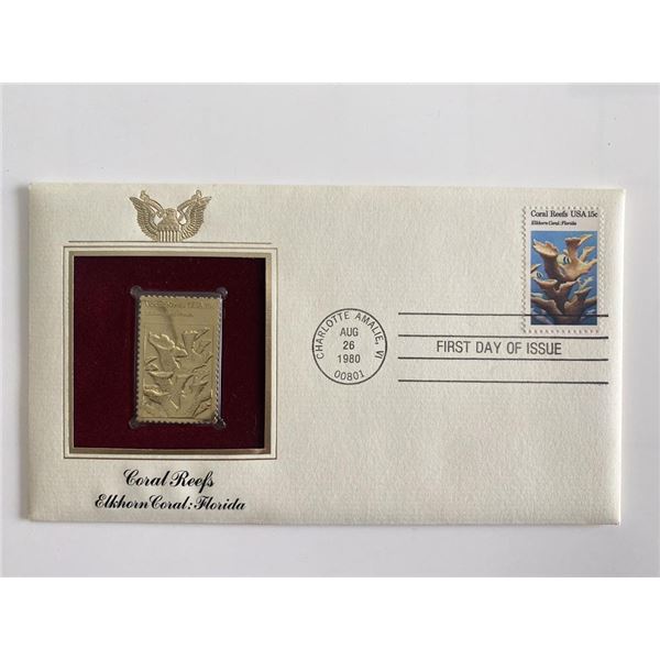 Coral Reefs Elkhorn Coral: Florida Gold Stamp Replica First Day Cover