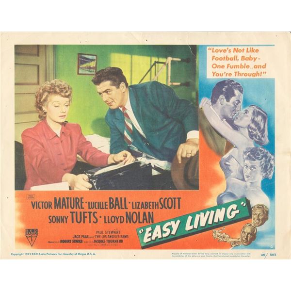 Easy Living 1949 original vintage lobby card