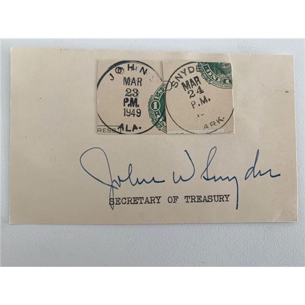 Secretary of the Treasury John W. Snyder original signature