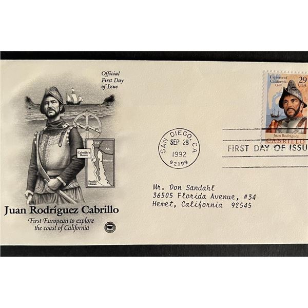 Juan Rodriquez Cabrillo First Day Cover