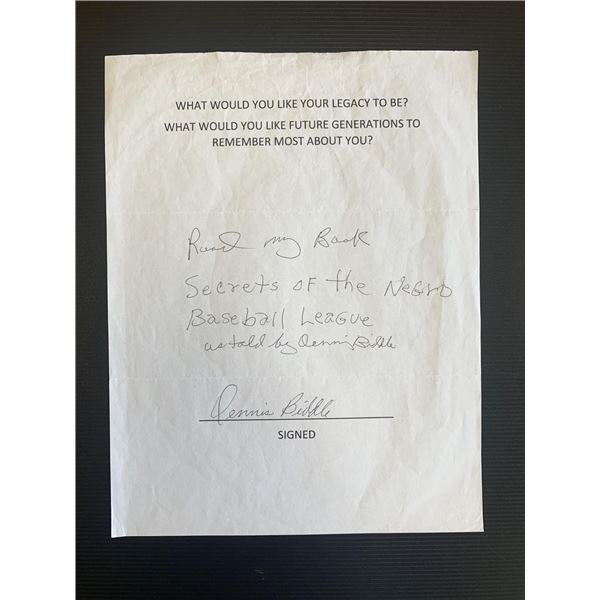 Dennis Biddle Signed Note
