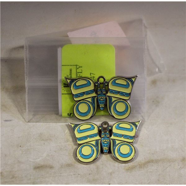 A.EVERSON SET OFTWO BUTTERFLY NATIVE PENDANTS