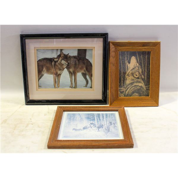LOT OF 3 WOLF PICTURES