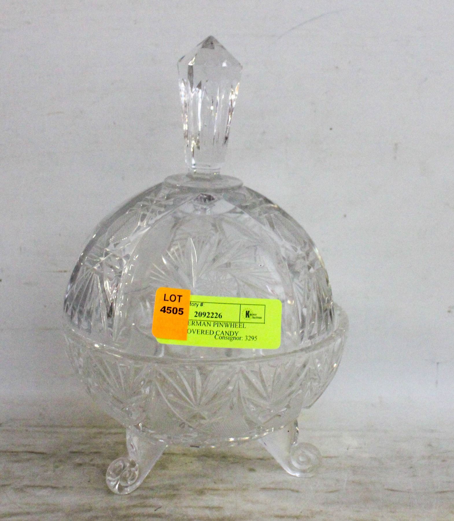 ANTIQUE GERMAN PINWHEEL CRYSTAL COVERED CANDY