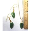 Image 1 : 17)  SET OF GREEN JADE DROP EARRINGS AND