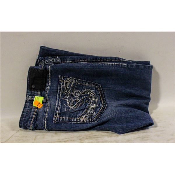 LADIES SILVER JEANS 31W/37