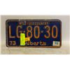 Image 1 : 1973 VINTAGE ALBERTA LICENSE PLATE PAIR