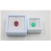 Image 1 : #46-NATURAL RUBY 4.10CT & CHRYSOPRASE 3.37 CT