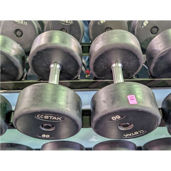 ONSITE: PAIR OF STAK 60LBS DUMBELLS
