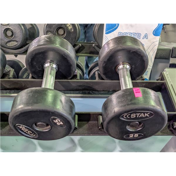 ONSITE: PAIR OF STAK 25LBS DUMBELLS