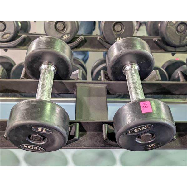 ONSITE: PAIR OF STAK 15LBS DUMBELLS