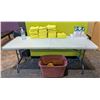 Image 1 : ONSITE: 6' FOLDING PLASTIC TABLE W/ MICROFIBER