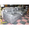 Image 2 : 1601) NEW GREY LEATHERETTE SOFA & LOVESEAT