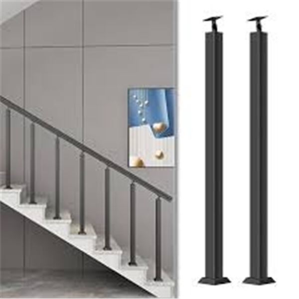 NEW SDFVSDF 2PCS BLACK STAIRS RAILING POSTS 37.4"