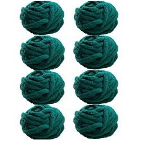 NEW 8PK CHENILLE CHUNKY YARN 24 YARDS DARK GREEN