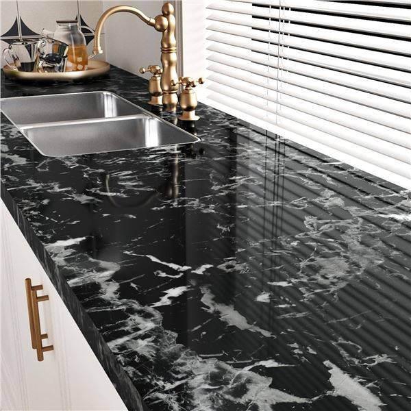 NEW JGEUYER BLACK MARBLE SELF ADHESIVE WALL PAPER