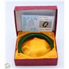 Image 1 : #3133-EMERALD GREEN JADE BANGLE WITH FLORAL DESIGN