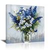 Image 1 : BRAND NEW BLUE AND WHITE FLOWER WALL ART 24 X 24"