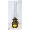 Image 1 : ANTIQUE BRASS COAL OIL LAMP H-19" WITH GLASS SHADE