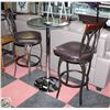 Image 1 : 2 CHAIRS + GLASS TABLE H-40.5" DIAMETER-23.5"