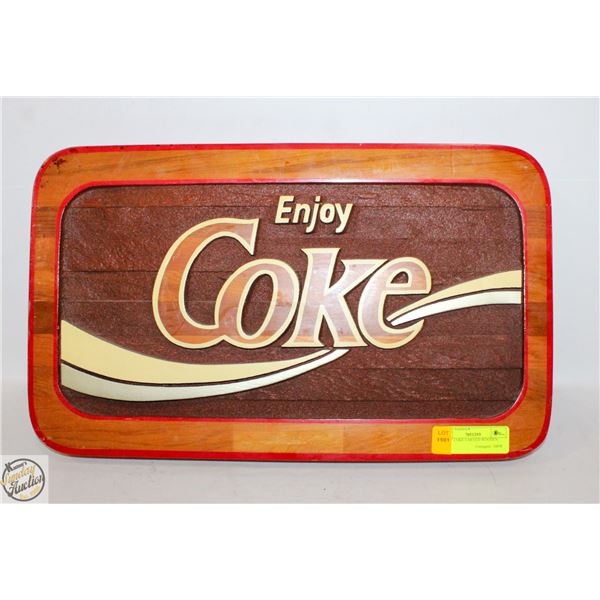 ENJOY COKE CARVED WOODEN SIGN