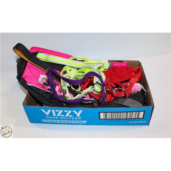 FLAT OF PET COLLARS LEASHES ETC