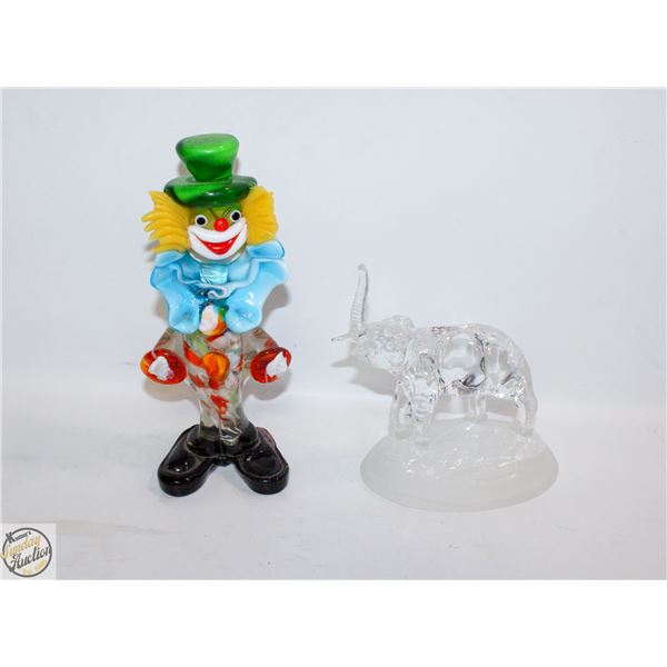 COLLECTIBLE GLASS CLOWN 9” TALL AND