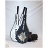Image 1 : 3 BATMINTON RACKETS + 2 BASEBALL GLOVES