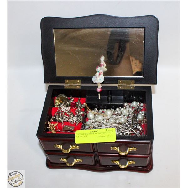 ESTATE JEWELRY MUSIC BOX FULL OF ESTATE