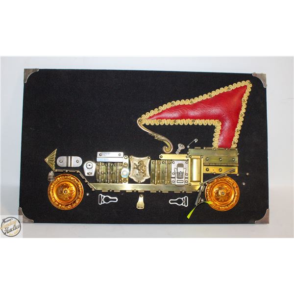 ANTIQUE CABRIOLET COLLAGE MADE WITH OLD WATCH &