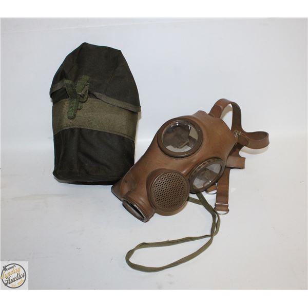 VINTAGE MILITARY GAS MASK & CANTEEN TOGETHER