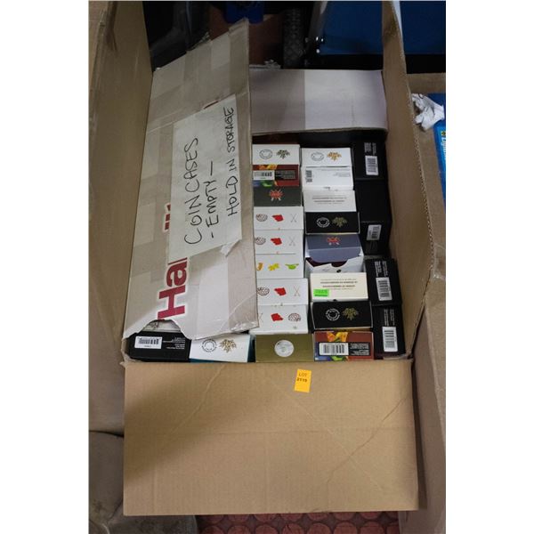 BOX OF EMPTY COIN CASES